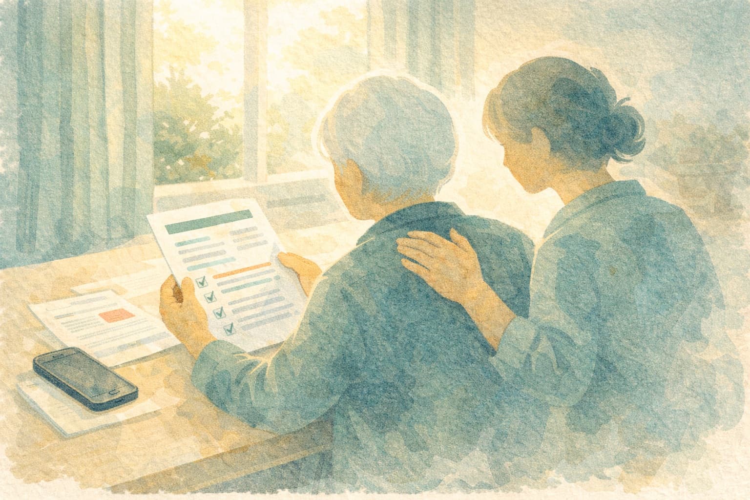 Two empty chairs by a window — starting the conversation about care